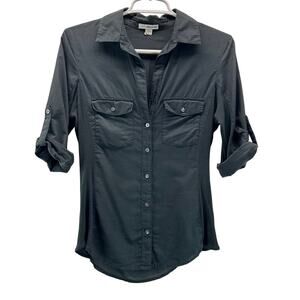 Standard James Pearse Sheer Slub Side Panel Shirt Green Gray 2 Med